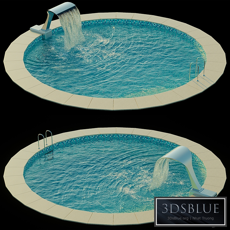 Swimming pool with waterfall