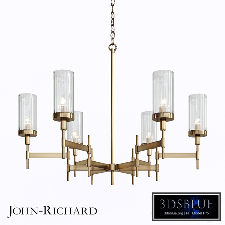 John Richard Brass-Plated Six-Light Chandelier