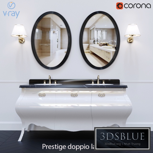 Set of furniture Eurodesign Prestige doppio lavabo / White painted