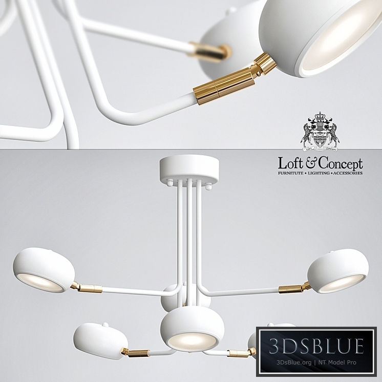 Curved Stix Chandelier 6 White