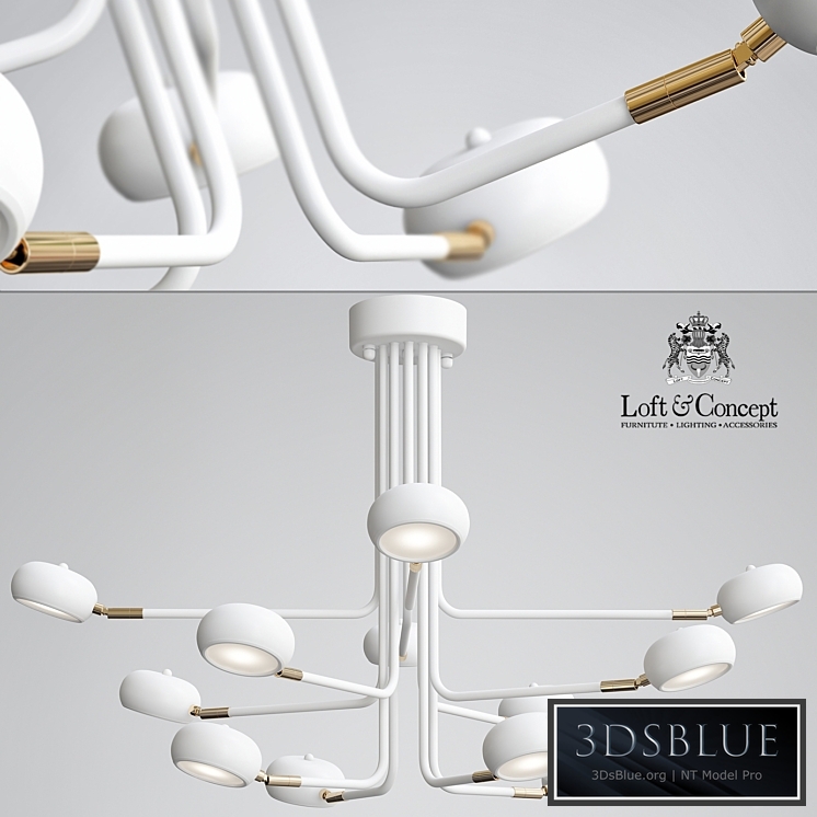 Curved Stix Chandelier 12 White