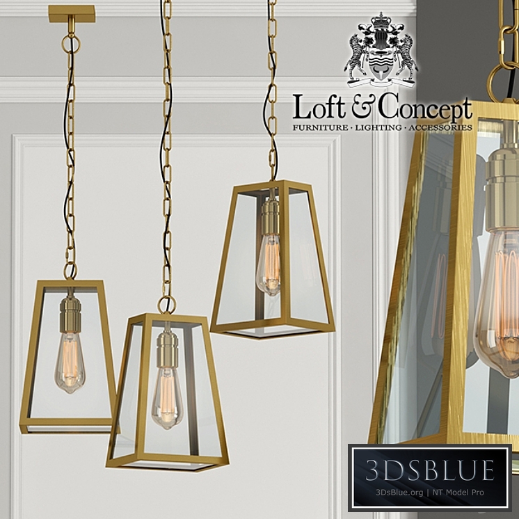 Chandelier Loft Industrial Ortogonal pendant Brass