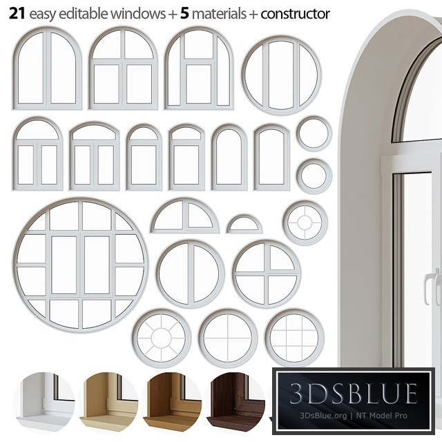 Set of round and arched windows