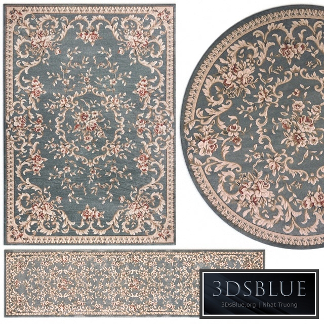 Carpet Avalon 5602 Slate Blue Aubusson Rug Set