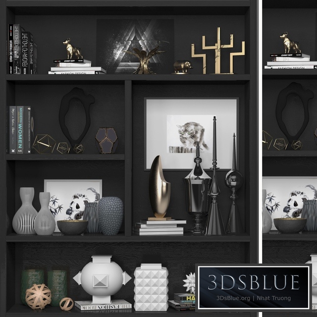Bookcase with books, decor and figurines 11