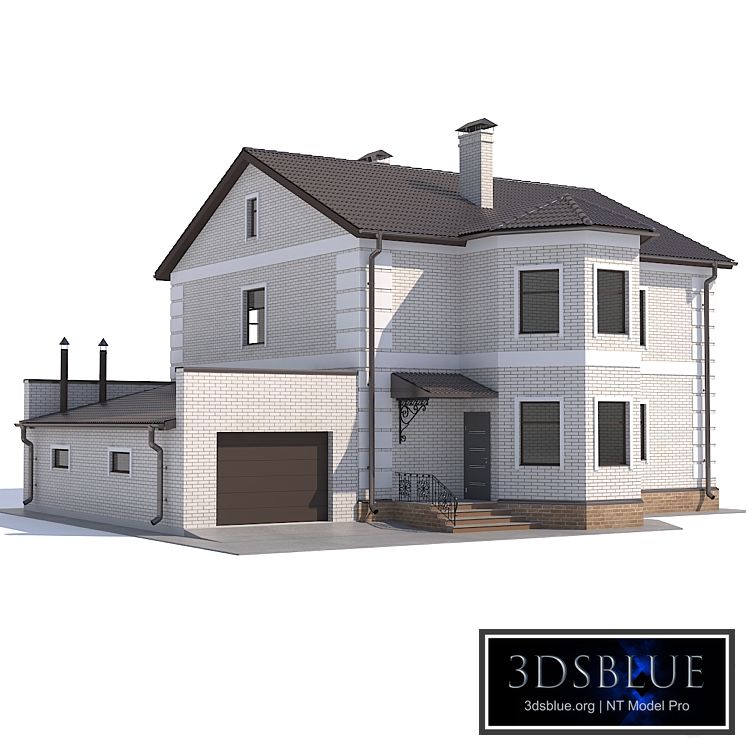 Two-storey country cottage with a garage.