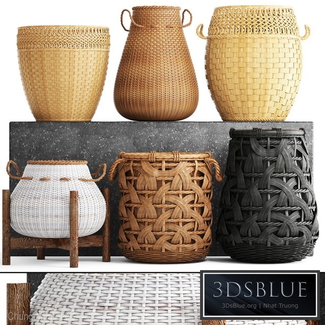 Collection of baskets. Basket collection, wicker, rattan, white basket, black basket, floral, eco, ecodesign, decor