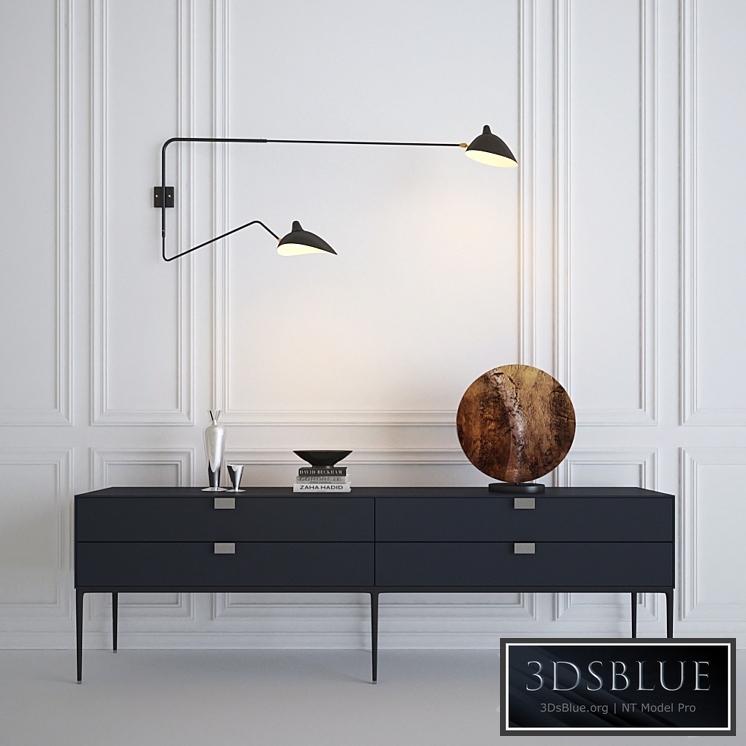 Serge Mouille Rotating Sconce Two Arms & Console