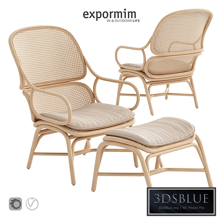 Expormim Frames Armchair with ottoman