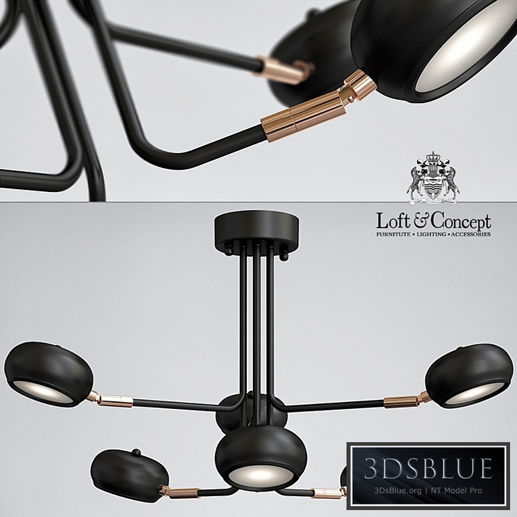 Curved Stix Chandelier 6 Black