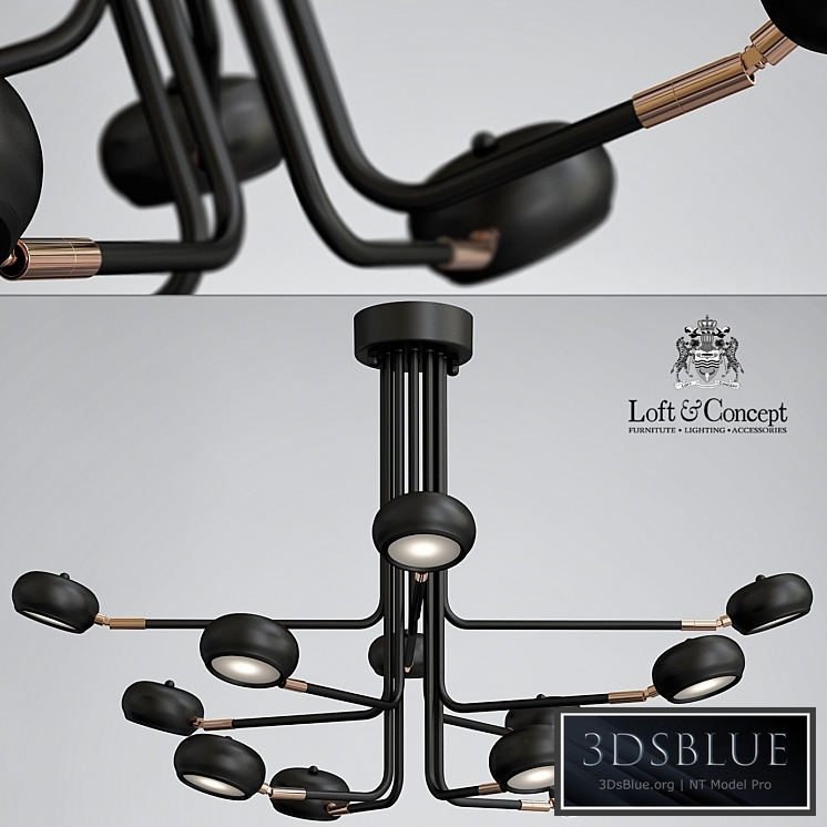 Curved Stix Chandelier 12 Black