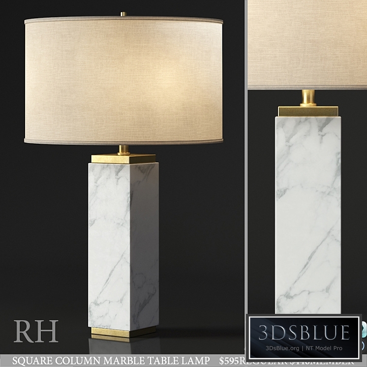 SQUARE COLUMN MARBLE TABLE LAMP