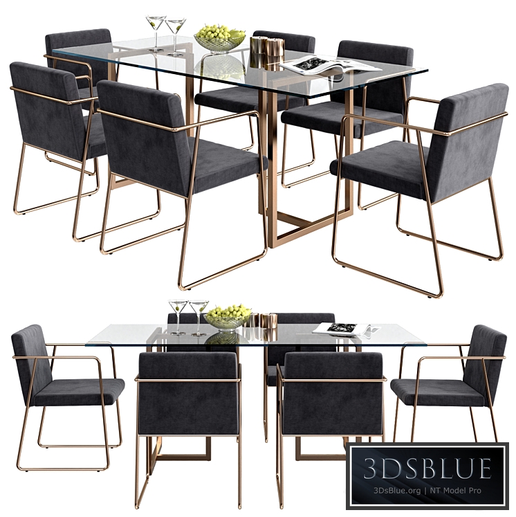 CB2 rouka chair & rectangular dining table