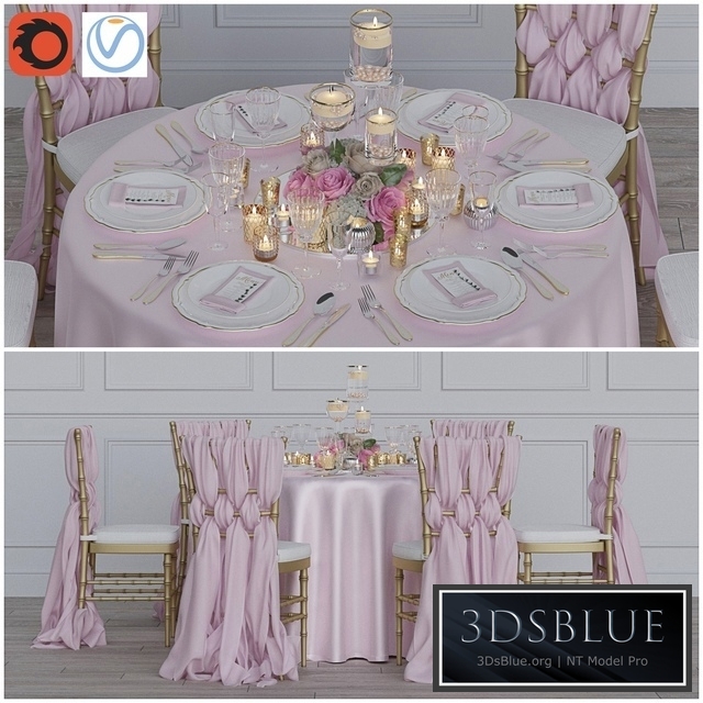 Wedding table for 6 persons Corona + Vray