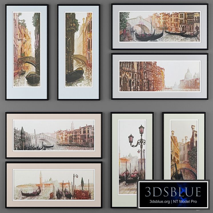 A set of paintings depicting Venice from Ugo Baracco