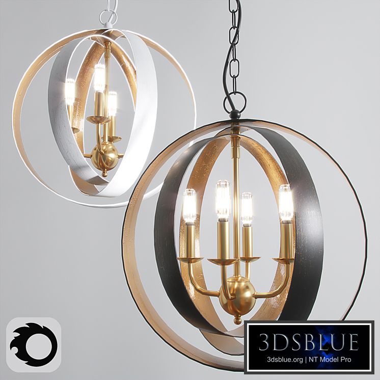 Two Tone Triple Sphere Chandlier Small
