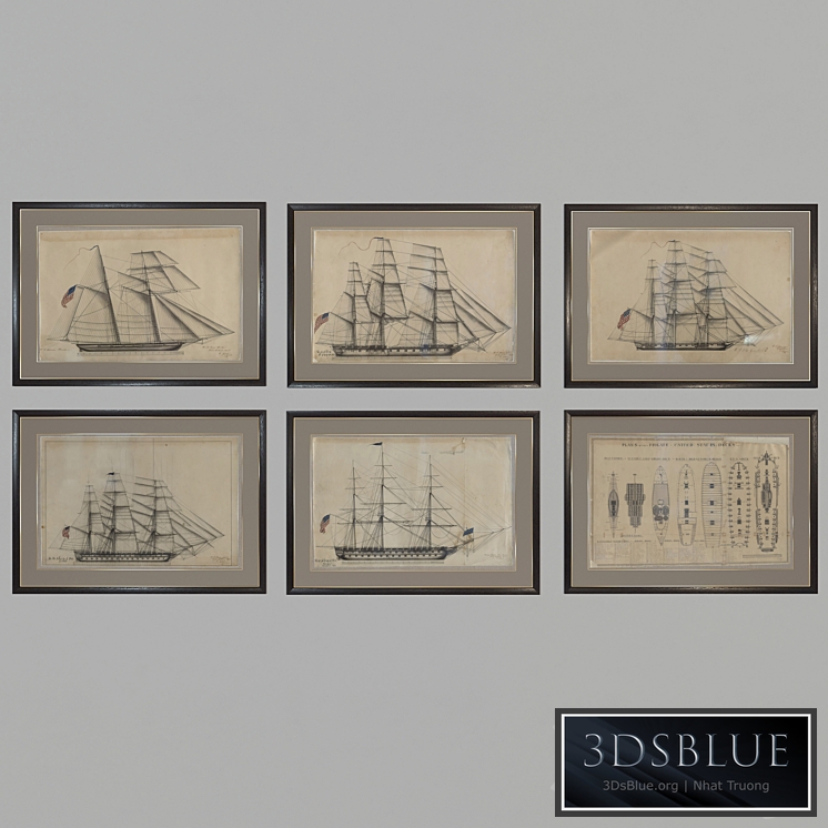 Collection of paintings with ships