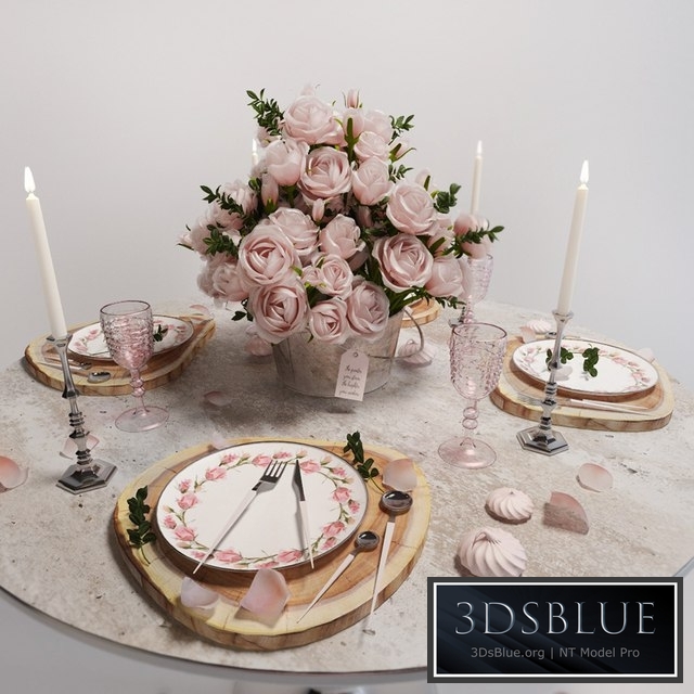 Table setting with roses / Table setting with roses