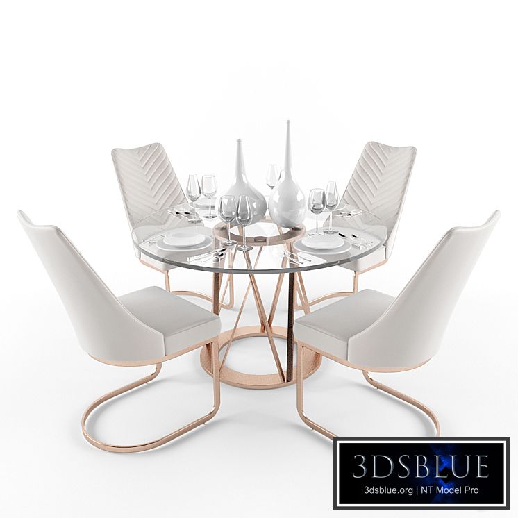 Kyla KD PU Chairs and Rolin KD Round Dining Table