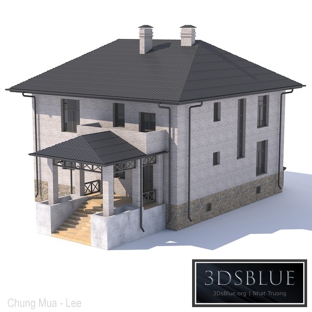 Two-storey house with balcony.