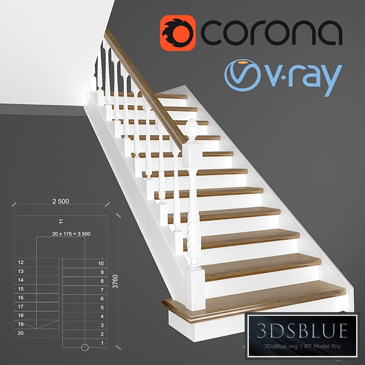 Classic two-staircase staircase