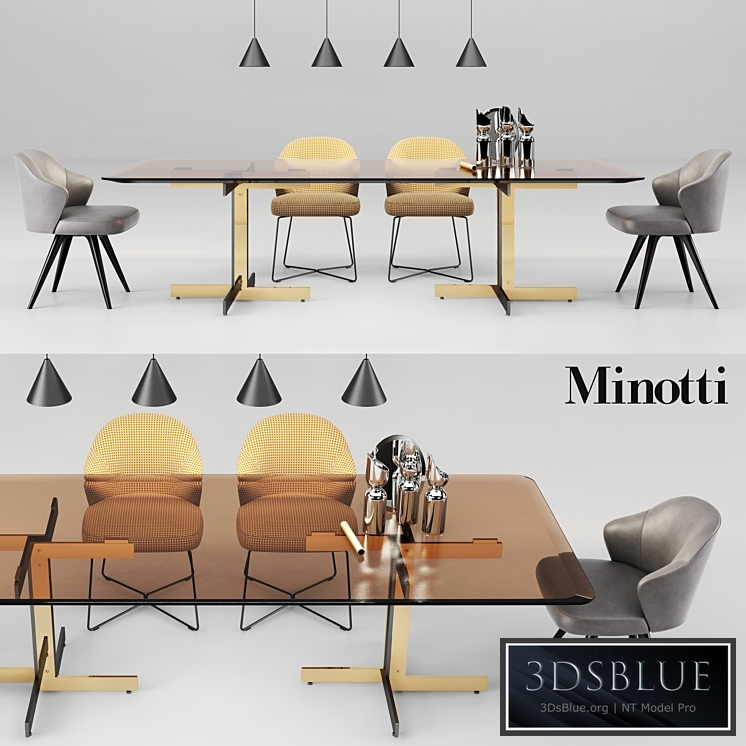 Minotti Catlin Dining Table and Leslie Dining Chairs