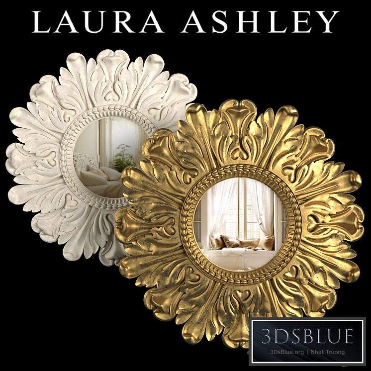 Mirror Lila Floral Gold, Lila Floral Ivory by Laura Ashley