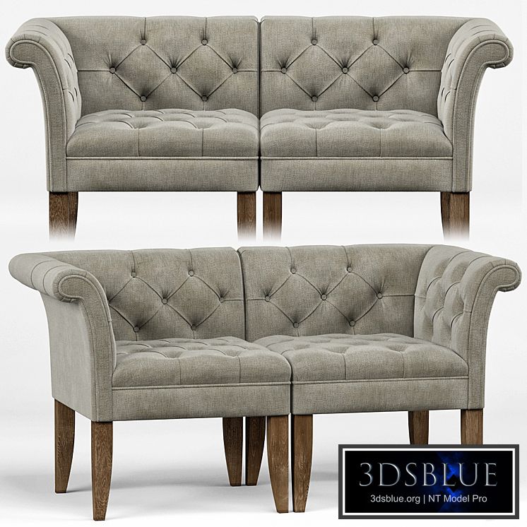 Trenton French Country Tufted Beige Linen Corner Chair