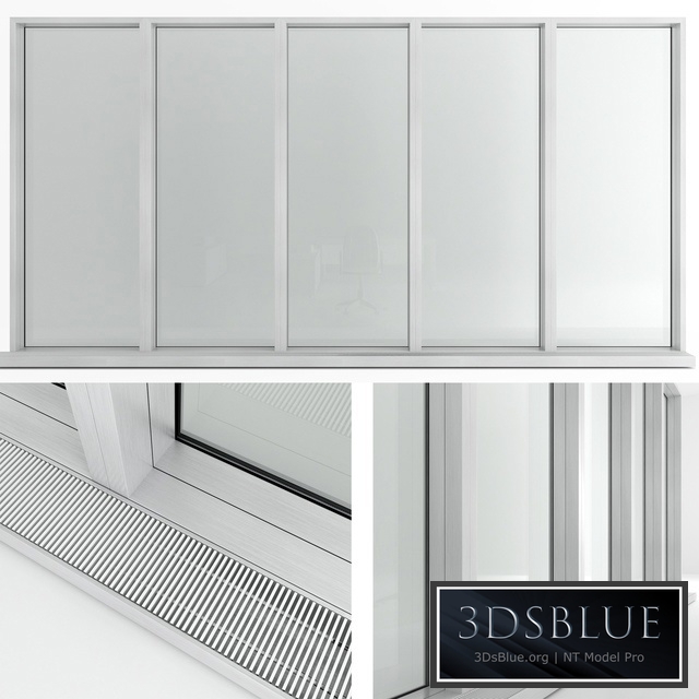 Panoramic window in the floor with radiator