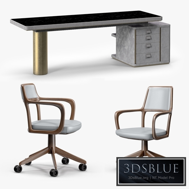 Baxter Verba Volant Desk and Giorgetti Baron Armchair