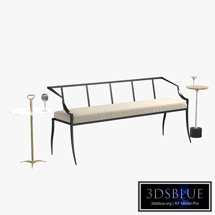 arteriors lexi bench, harper, fitz accent table