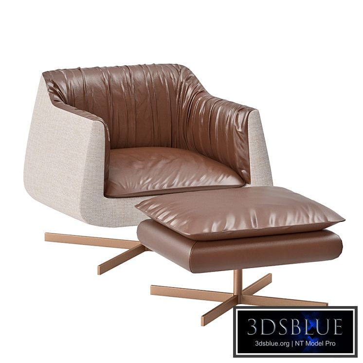 BLEU NATURE WAKI sofa 1 place + footstool