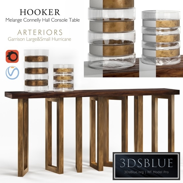 Hooker Melange Connelly Hall Console & Arteriors Garrison Hurricane