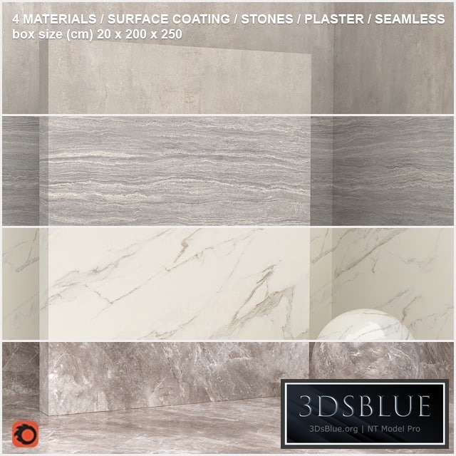 4 materials (seamless) - stone, plaster - set 7