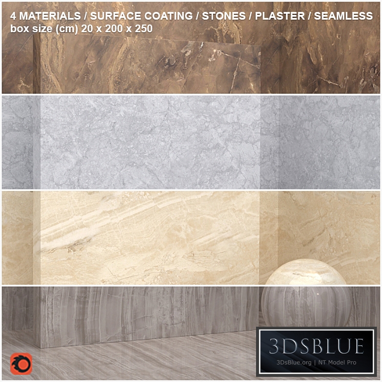 4 materials (seamless) - stone, plaster - set 10