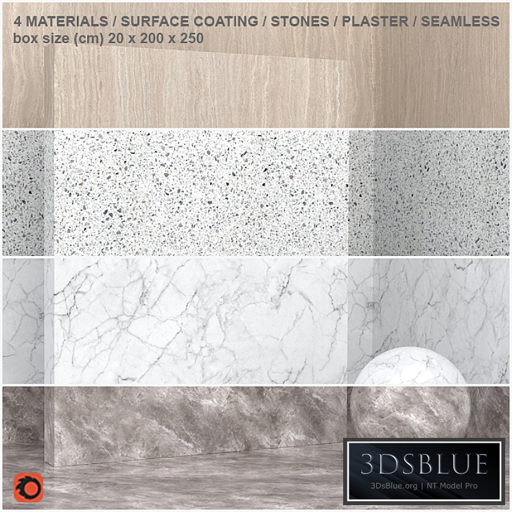 4 materials (seamless) - stone, plaster - set 11