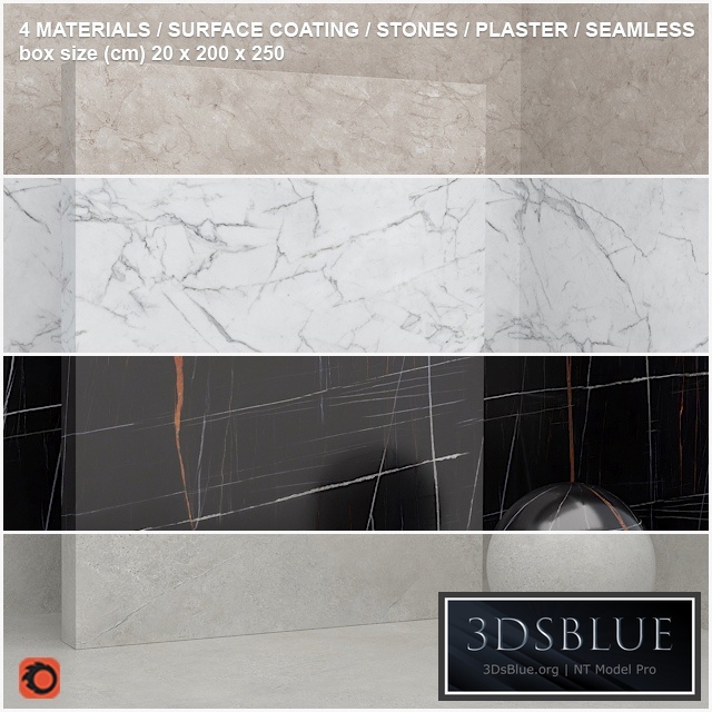4 materials (seamless) - stone, plaster - set 12