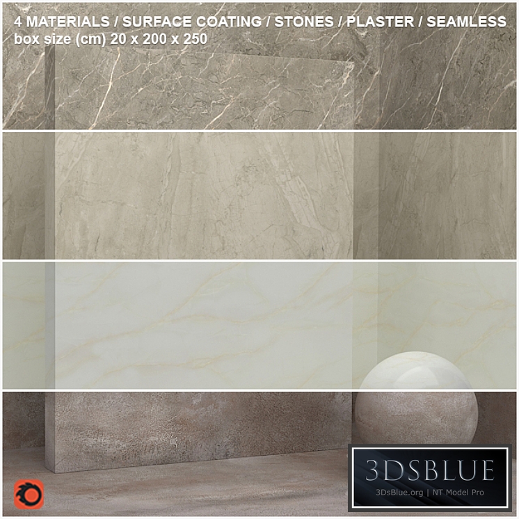 4 materials (seamless) - stone, plaster - set 13