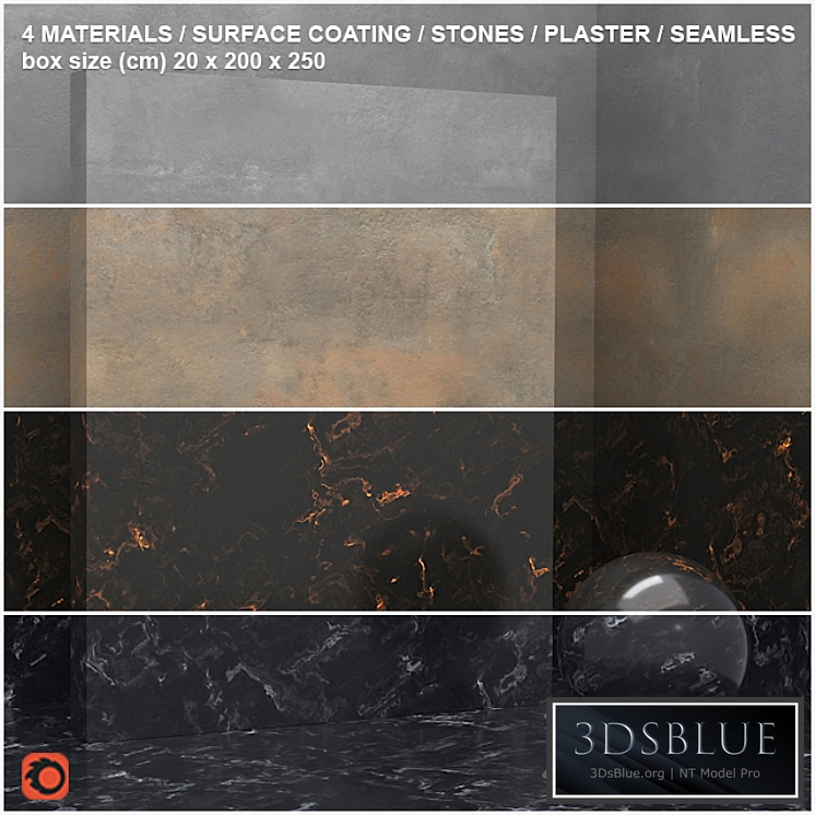 4 materials (seamless) - stone, plaster - set 15