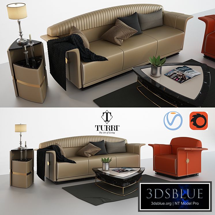 Turri Madison sofa armchair and coffee table