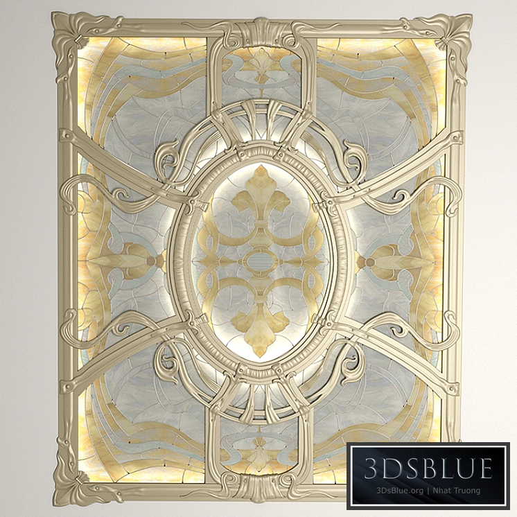 Stained glass ceiling in the forged frame.