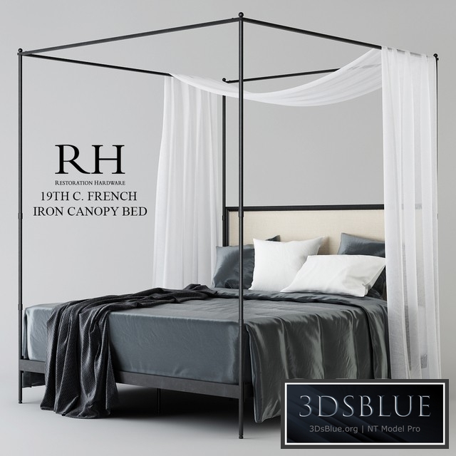 RH 19TH WITH FRENCH IRON CANOPY BED