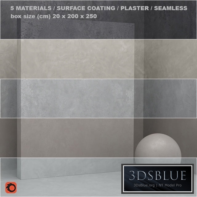 5 materials (seamless) - stone, plaster - set 20
