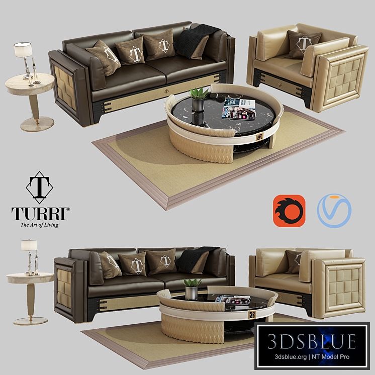 Turri NumeroTre sofa armchair and coffee table