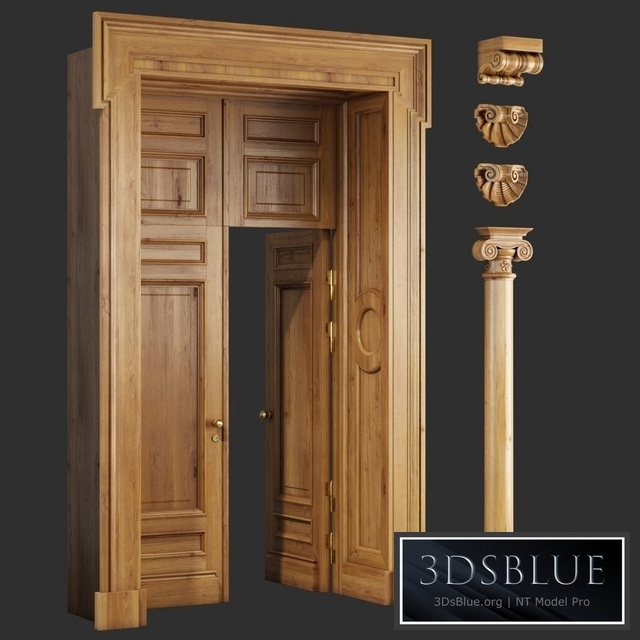 Classic wooden doors and carved elements