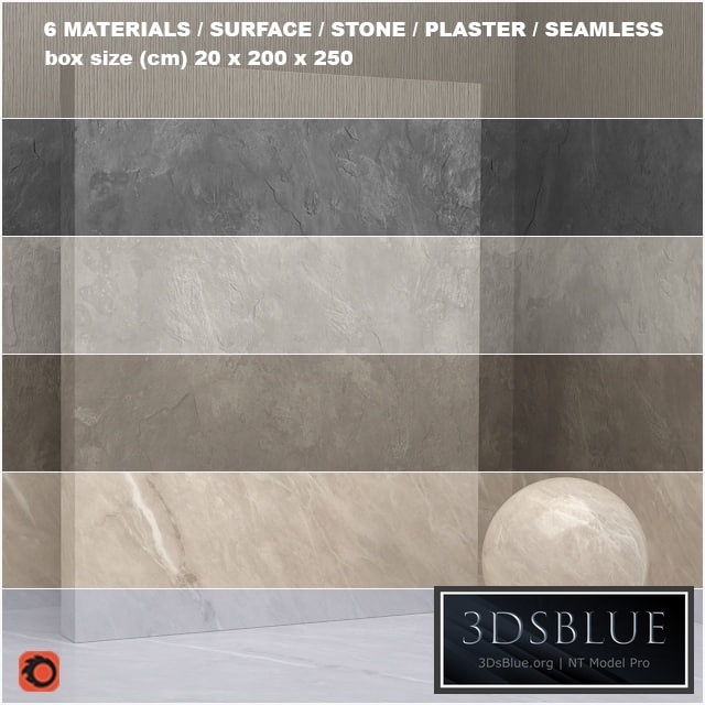 6 materials (seamless) - stone, plaster - set 22