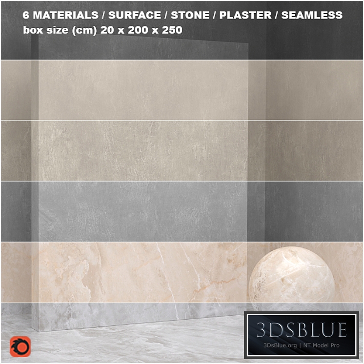 6 materials (seamless) - stone, plaster - set 23