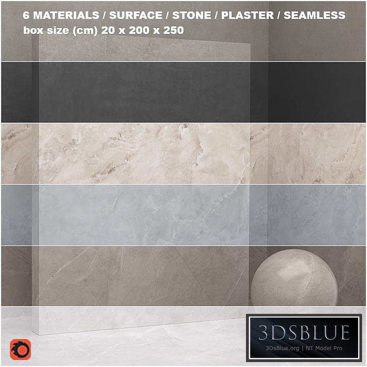 6 materials (seamless) - stone, plaster - set 24