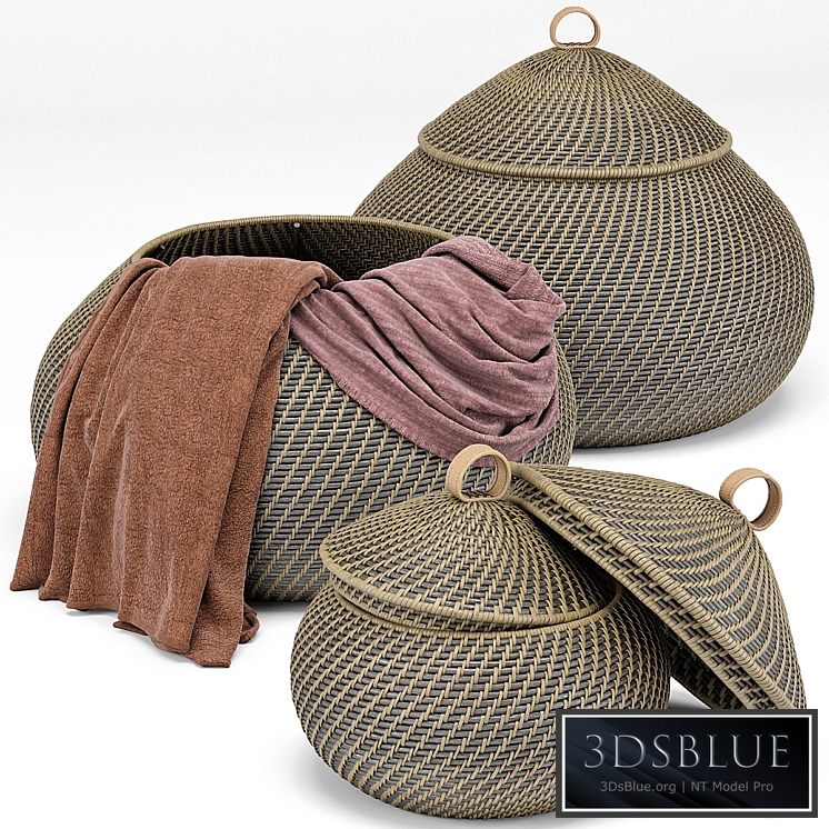 Arturo Global Bazaar Gray Rattan Weave Round Basket