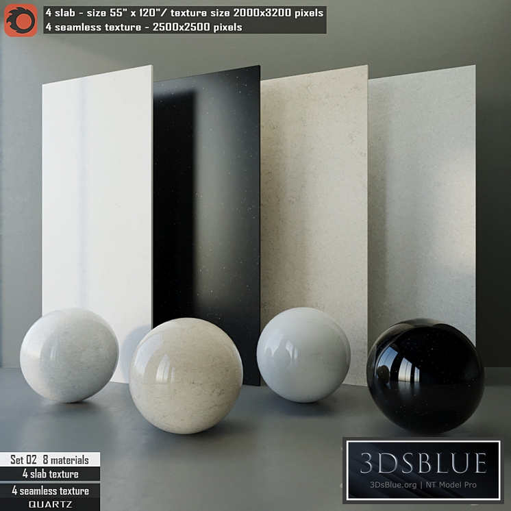 Quartz slab & Seamless texture Set 02